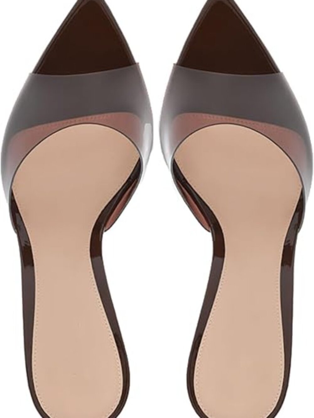 Women'S Clear Pointed Open Toe Stiletto Heel Slide Sandals Fashion Sexy Slip On